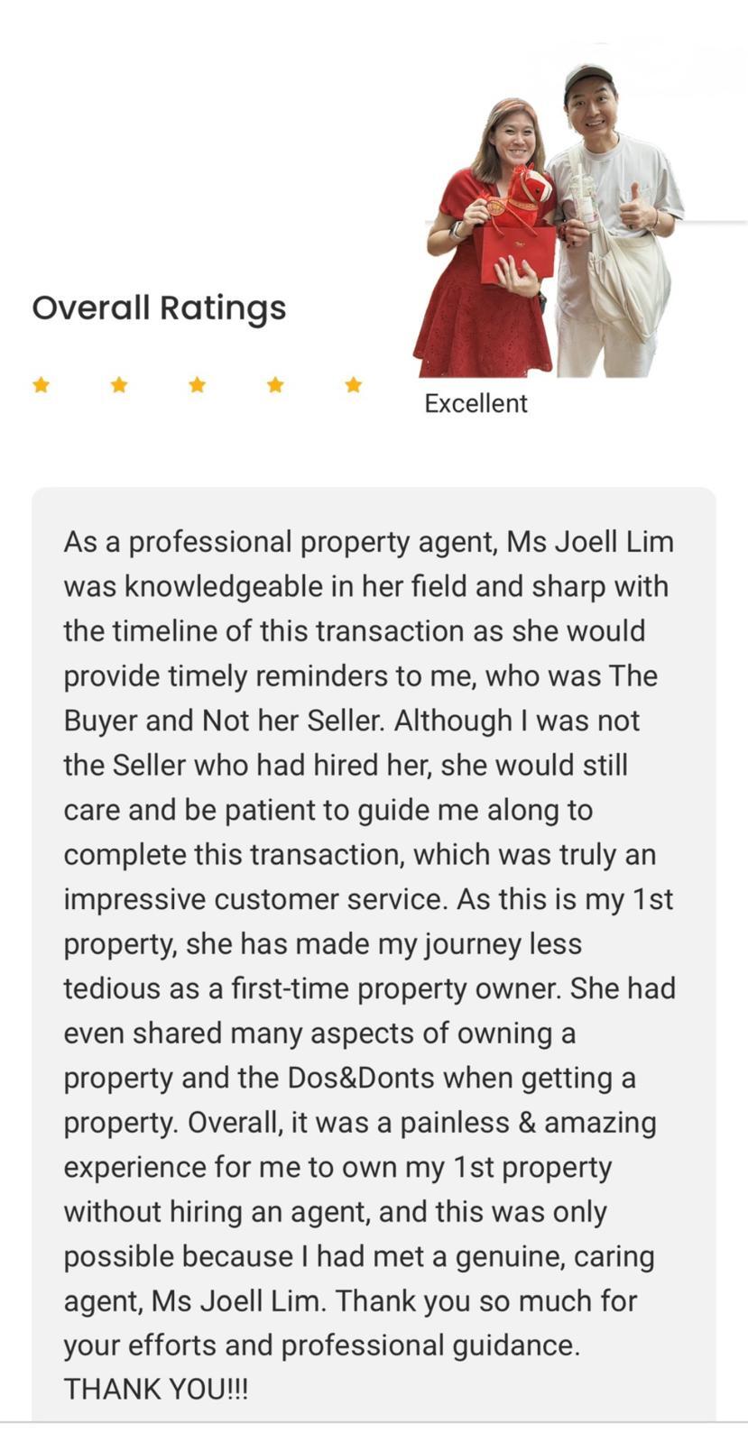 Review from Ms Joell Lim's Client